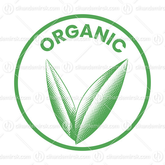 Organic Round Icon with Engraved Green Leaves - Icon 1
