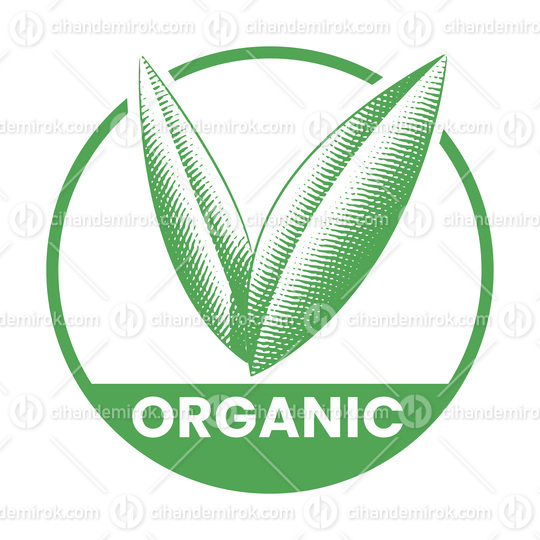 Organic Round Icon with Engraved Green Leaves - Icon 2
