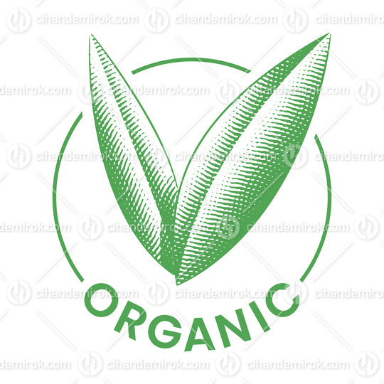 Organic Round Icon with Engraved Green Leaves - Icon 3