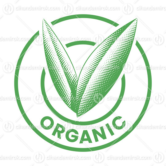Organic Round Icon with Engraved Green Leaves - Icon 5