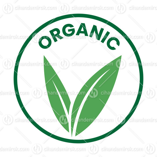 Organic Round Icon with Green Leaves and Dark Green Text - Icon 1