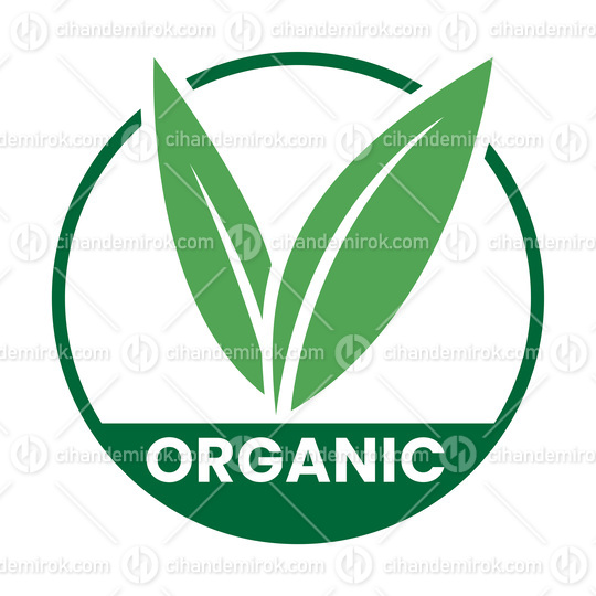 Organic Round Icon with Green Leaves and Dark Green Text - Icon 2