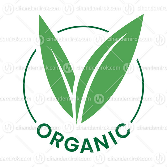 Organic Round Icon with Green Leaves and Dark Green Text - Icon 3