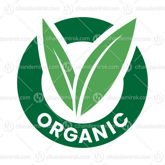 Organic Round Icon with Green Leaves and Dark Green Text - Icon 4