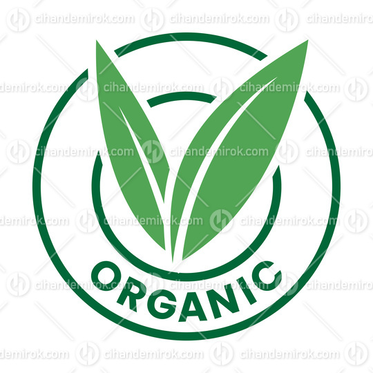 Organic Round Icon with Green Leaves and Dark Green Text - Icon 5