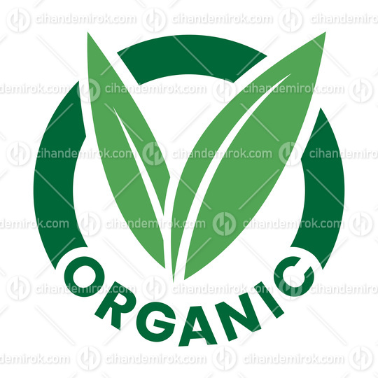 Organic Round Icon with Green Leaves and Dark Green Text - Icon 6