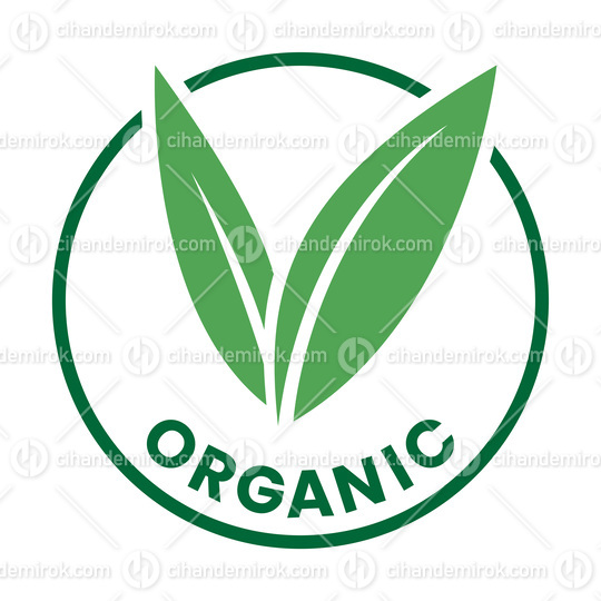 Organic Round Icon with Green Leaves and Dark Green Text - Icon 7
