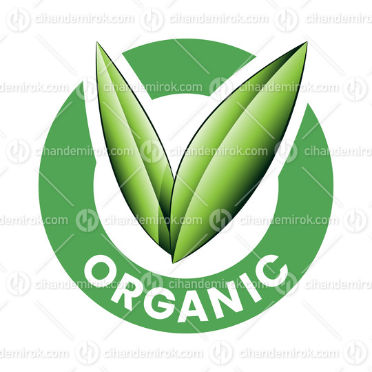 Organic Round Icon with Shaded Green Leaves - Icon 4