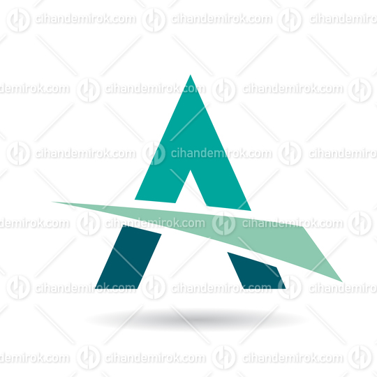 Persian Green Abstract Icon of Letter A with a Cutting Triangle