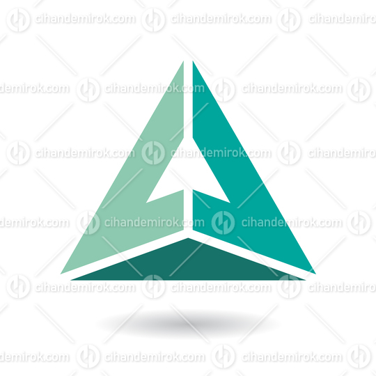 Persian Green Abstract Pyramid Shaped Letter A with a Shadow