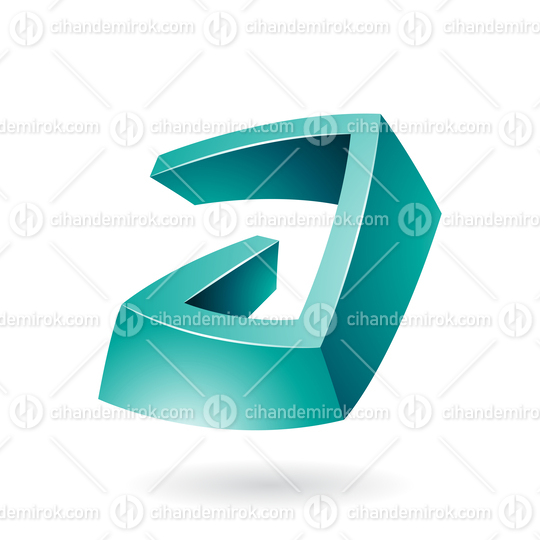 Persian Green Abstract Shiny Non Symmetrical Lowercase Letter A