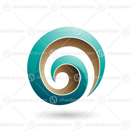 Persian Green and Beige 3d Glossy Swirl Shape Vector Illustration