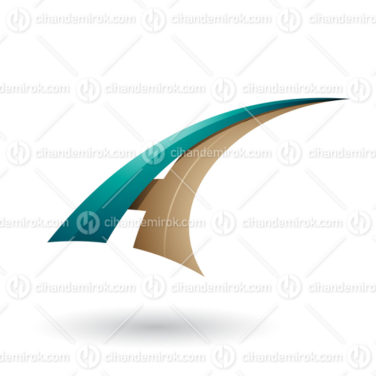 Persian Green and Beige Dynamic Flying Letter A