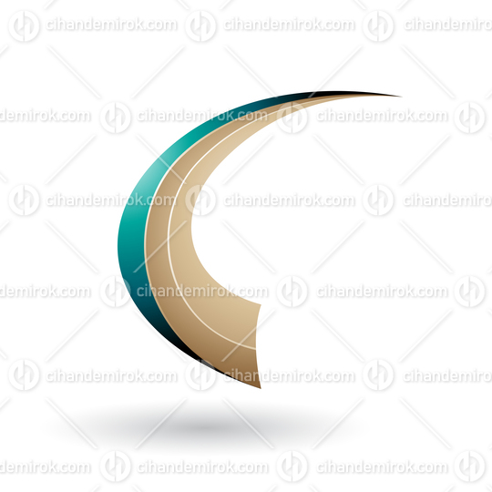 Persian Green and Beige Dynamic Flying Letter C