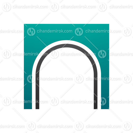 Persian Green and Black Arch Shaped Letter N Icon