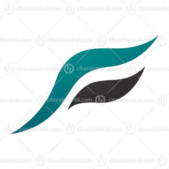 Persian Green and Black Flying Bird Shaped Letter F Icon