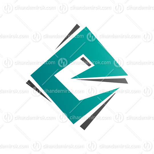 Persian Green and Black Square Diamond Letter E Icon