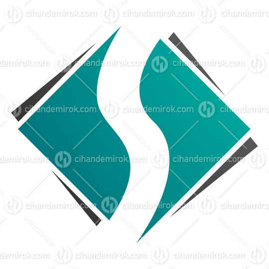 Persian Green and Black Square Diamond Shaped Letter S Icon
