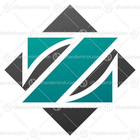Persian Green and Black Square Diamond Shaped Letter Z Icon