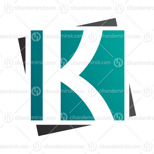 Persian Green and Black Square Letter K Icon