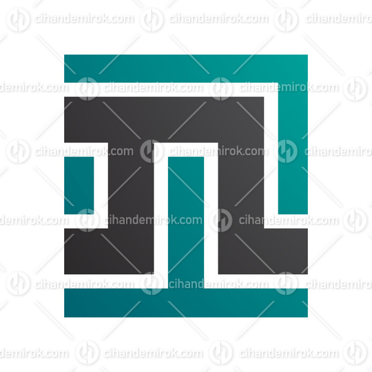 Persian Green and Black Square Shaped Letter N Icon
