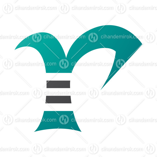 Persian Green and Black Striped Letter R Icon