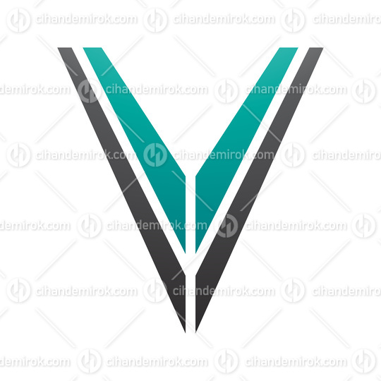 Persian Green and Black Striped Shaped Letter V Icon