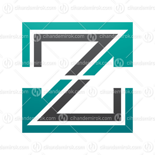 Persian Green and Black Striped Shaped Letter Z Icon