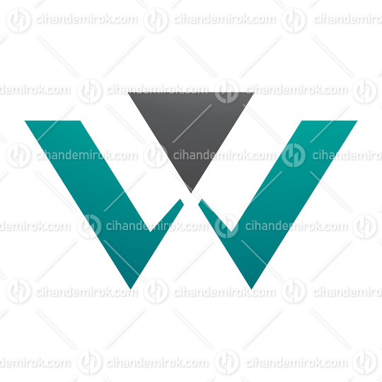 Persian Green and Black Triangle Shaped Letter W Icon
