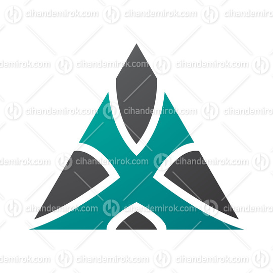 Persian Green and Black Triangle Shaped Letter X Icon