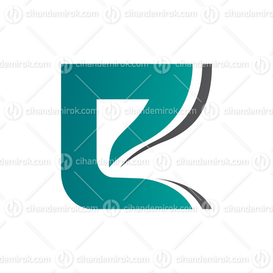Persian Green and Black Wavy Layered Letter E Icon
