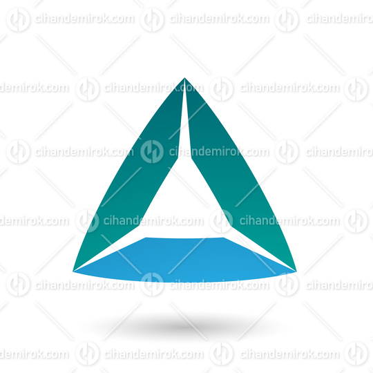 Persian Green and Blue Triangle with Bowed Edges