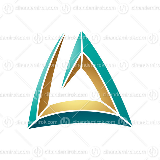 Persian Green and Gold Triangular Spiral Letter A Icon