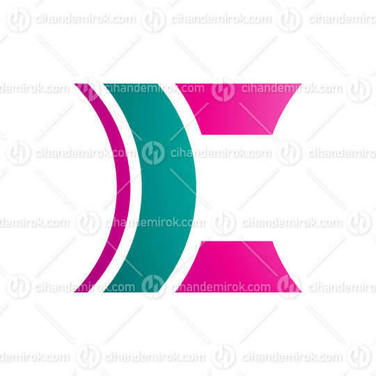 Persian Green and Magenta Lens Shaped Letter C Icon