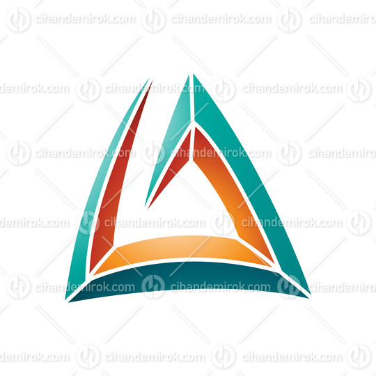 Persian Green and Orange Triangular Spiral Letter A Icon