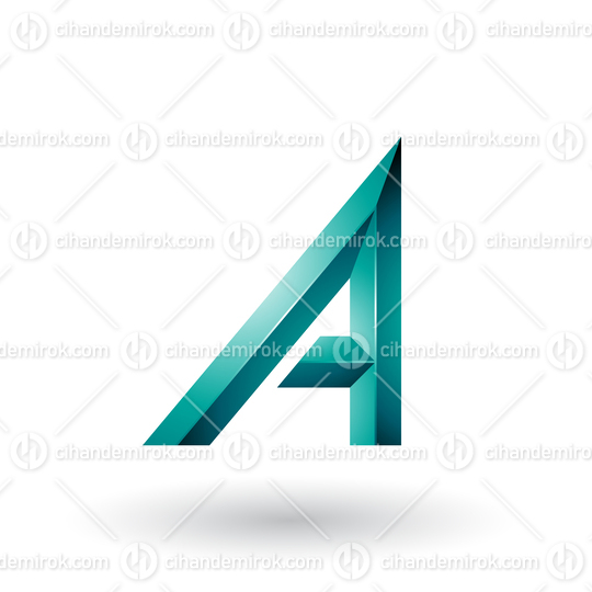 Persian Green Bold and Curvy Geometrical Letter A
