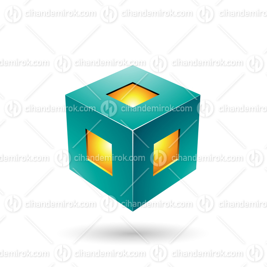 Persian Green Bold Lantern Cube Vector Illustration