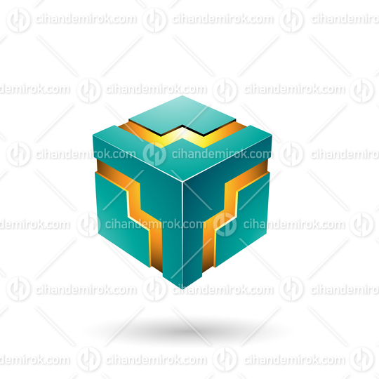 Persian Green Bold Zigzag Cube Vector Illustration