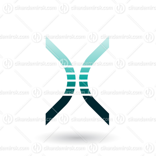 Persian Green Bow Shaped Striped Icon for Letter X