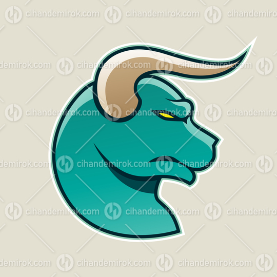 Persian Green Cartoon Bull Icon Vector Illustration