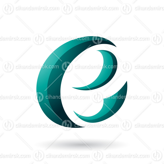 Persian Green Crescent Shape Letter E Vector Illustration