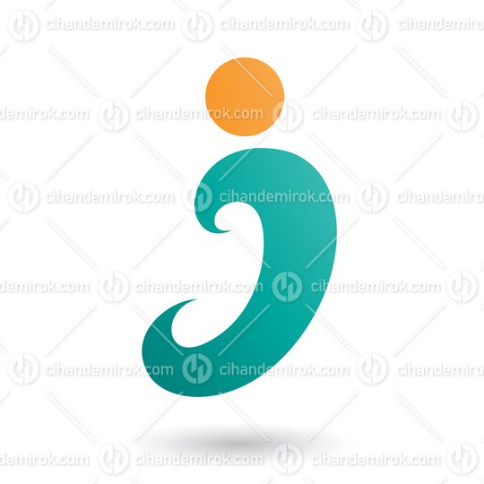 Persian Green Curvy Fun Letter I Vector Illustration
