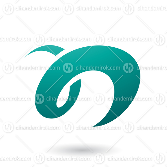 Persian Green Curvy Fun Letter N Vector Illustration