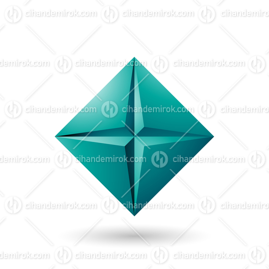 Persian Green Diamond Icon with a Star Shape Vector Illustration