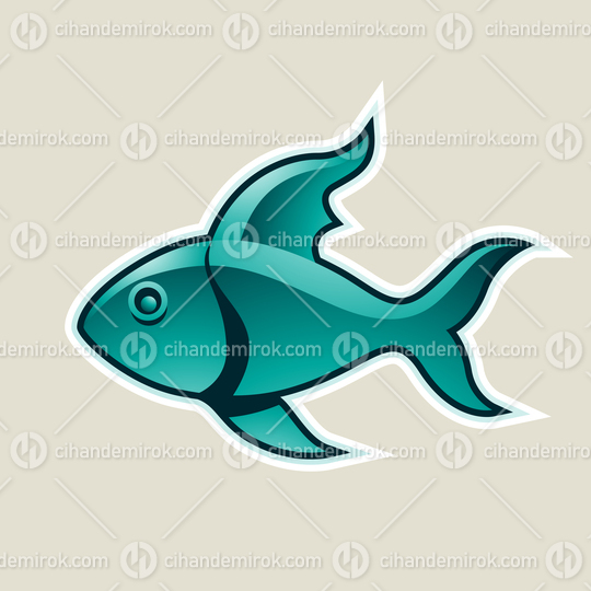 Persian Green Fish or Pisces Icon Vector Illustration
