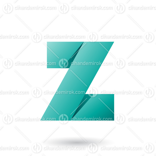 Persian Green Folded Paper Letter Z Vector Illustration