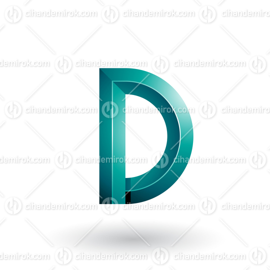 Persian Green Glossy and Bold 3d Geometrical Letter D