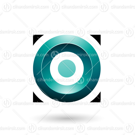 Persian Green Glossy Circle in a Square Vector Illustration