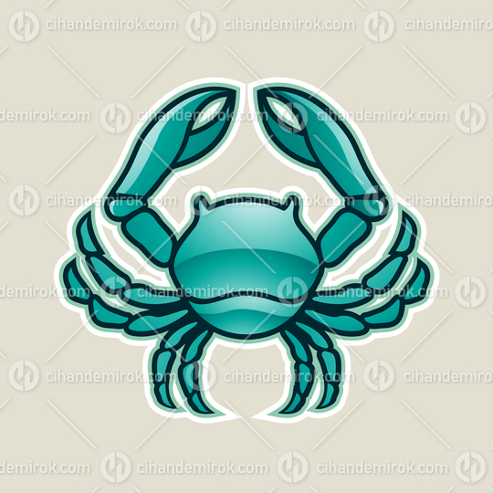Persian Green Glossy Crab or Cancer Icon Vector Illustration