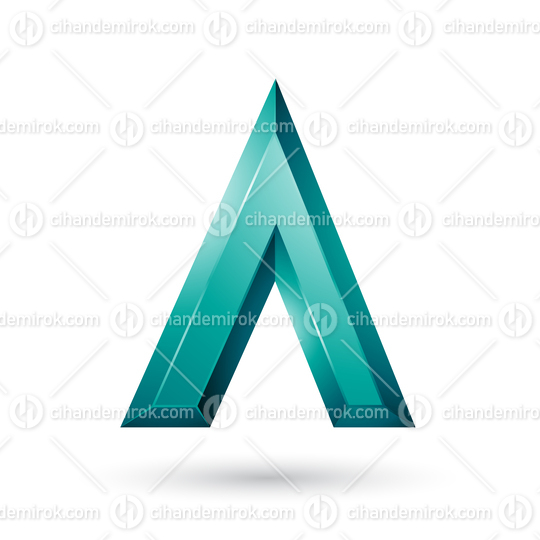 Persian Green Glossy Geometrical Letter A Vector Illustration